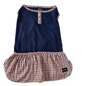 Ben Sherman Dog Dress Outfit Size Large Navy Blue Red White Plaid